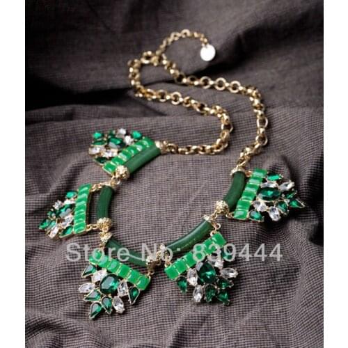 Green Crystal Gold Color Alloy Necklace