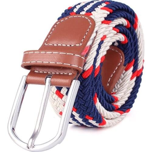 Hot Colors Men Women Casual Knitted pin buckle Belt Woven Canvas Elastic Stretch Belts Plain Webbing 2020 fashion 105-110cm
