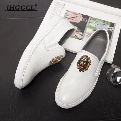 Luxury casual white shoes new men flat shoes luxury designer sneakers Leather leisure loafers foreign trade leisure shoes A16