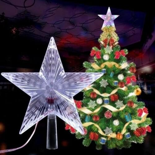 Christmas Tree Topper Star Lamp Change Color EU Plug Rotating Party LED Reusable Decoration