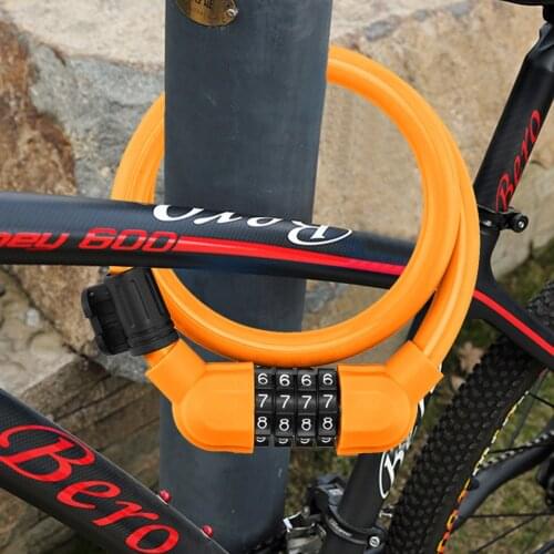 Universal Anti-Theft MTB Bike Steel Cable Coil Locks with Lock Bracket 4-Digit Password Bicycle Security Lock Cycling Accessory