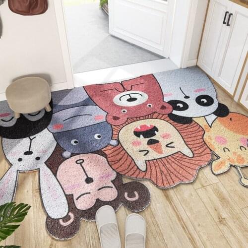 Cartoon Animal Entryway Rug Entrance Rug Door Mat Wire Coil Anti-Slip Dust Floor Carpet Inside Floor Mats Modern Home Decor