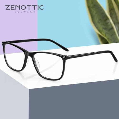 ZENOTTIC Fashion Acetate Glasses Frames With Spring Hinges Female Vintage Myopia Prescription Square Optical Spectacles Frame