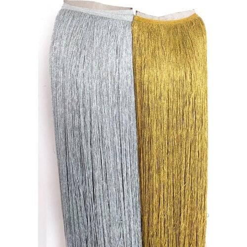 2Yards-10Yards Gold Lace Fringe Trim Tassel 100cm Wide Fringe Trimming For Latin Dress Stage Clothes Accessories Lace Ribbon DIY