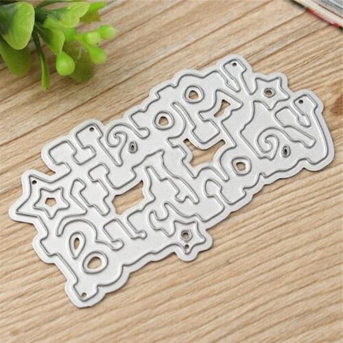 1pc 60mm x 35mm Birthday Metal Cutting Dies Stencil Scrapbooking Cards Album Embossing Craft DIY