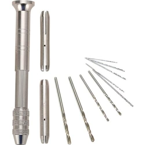 11Pcs Spiral Hand Push Drill Semi Automatic Hand Drill 0.6/0.8/1.0/1.5/2.0mm Micro Twist Drill Hand Tools