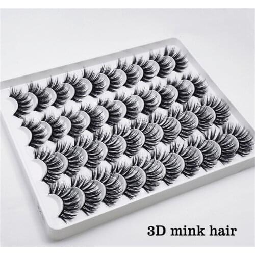 20 Pair/box 3D Natural Bushy Eyelashes Mink Hair Eye Lashes Black Cross False