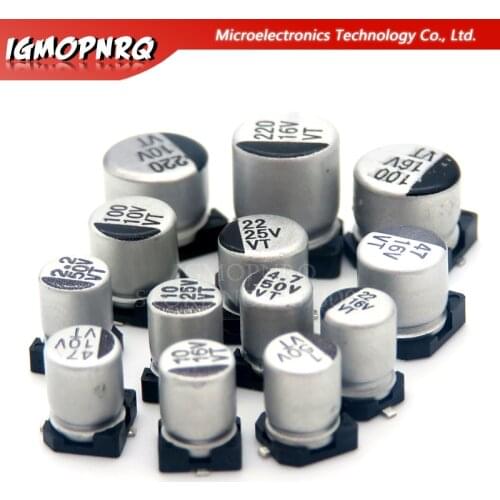 20pcs SMD Electrolytic capacitor aluminum 6.3V 10V 16V 25V 35V 50V 1UF 2.2UF 4.7UF 10UF 47UF 100UF 220UF 330UF 470UF 680UF