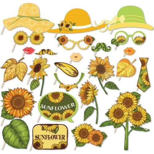 25pcs Sunflower Photobooth Props Happy Birthday DIY Party Decorations Baby Shower DIY Sunflower Photobooth Props Party Favors