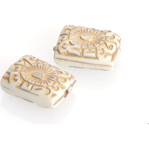 250 Pcs/Lot 14x19MM Retro Vintage Fluted Corrugated Spacer Loose Antique Design Rectangle Beads For Diy Jewelry Making Findings