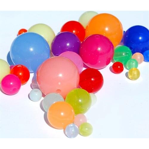 26 Colors Round Acrylic Jelly Beads 6mm 8mm 10mm 12mm 14mm 16mm 18mm Lucite Loose Gumball Bubblegum Necklace Beading DIY
