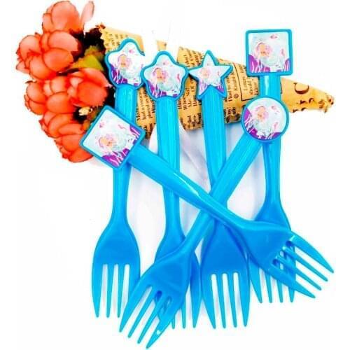 6pcs/bag Mermaid Disposal Plastic Forks Baby Party Decoration Set Birthday Party Supplies Party For kids Favorite