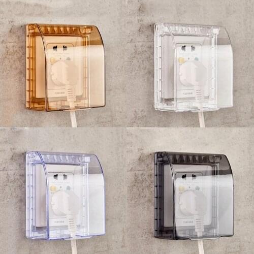 86Type Wall Socket Waterproof Box Panel Dustproof Protective Cover Nail-Free Glue Paste Type Simple Installation Splashproof Box