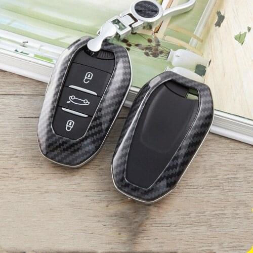 ABS Carbon Fiber Car key case shell cover for Citroen C4 CACTUS C5 C3 C6 C8 Picasso Xsara for Peugeot 3008 308 RCZ 508 Key case