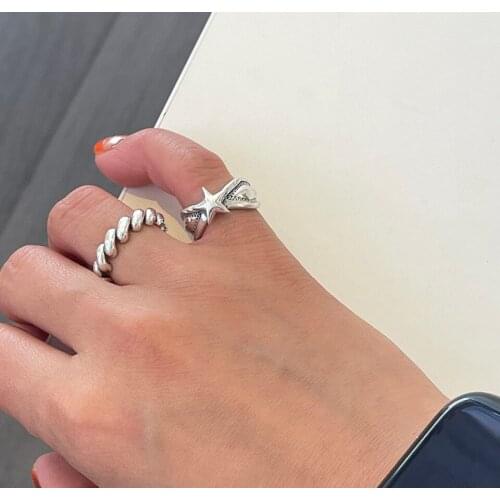 Amaiyllis 925 Sterling Silver Minimalist Love Heart Open Ring Fashion Vintage Scroll Slash Ring Jewelry For Women
