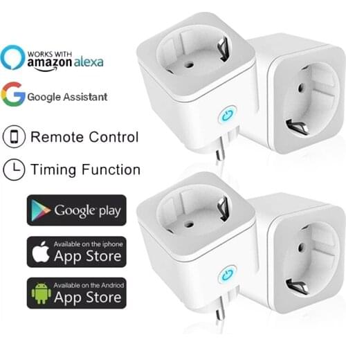 WIFI Wireless Remote Smart Socket For Alexa Google Home Voice Control Power Socket Retardant PC Smart Outlet EU For Android IOS