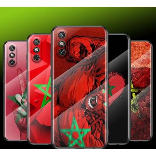 Tempered Glass Cover Morocco Flag Coat Of Arms For Huawei Y6 Y7 Y9 Y5P Y6P Y8S Y8P Y9A P Smart Z 2019 2020 2021 Phone Case