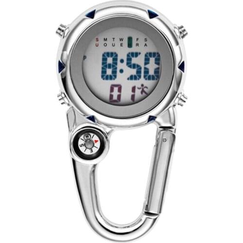 Digital Carabiner Clip Sport Hook Clock Hospital Gift Electronic Luminous Multi-function Stainless Steel FOB Nurse Watch Outdoor