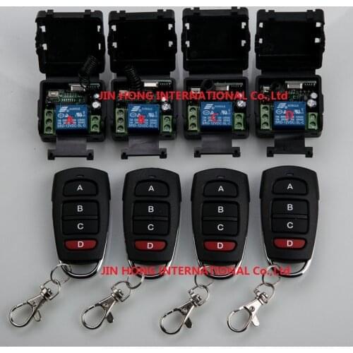 DC 12 v 1CH mini wireless remote control switch 4 piece receiver&4 piece transmitter garage door / window /lamp ---JRL-2011