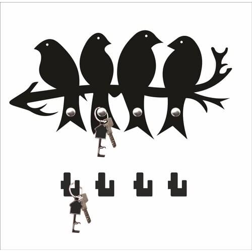 Bird Themed Wooden Key Hanger