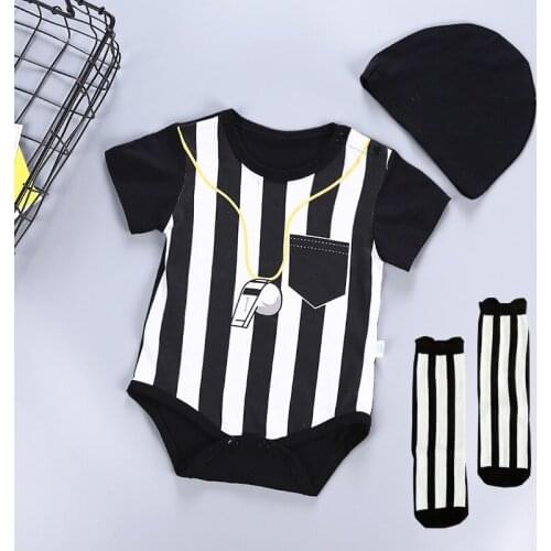 Cotton Children Set Rompers 2019 Summer Sport Baby Set Boy Multi Color Footable Outfit Suit Cool Black Coach Whistle Costume