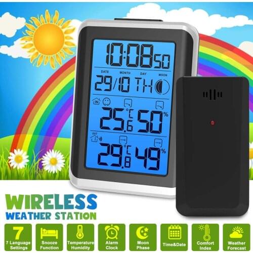 Digoo DG-TH8461 Weather Station LCD Hygrometer Thermometer Meter Wireless Indoor Outdoor Forecast Sensor Alarm Clock Backlight