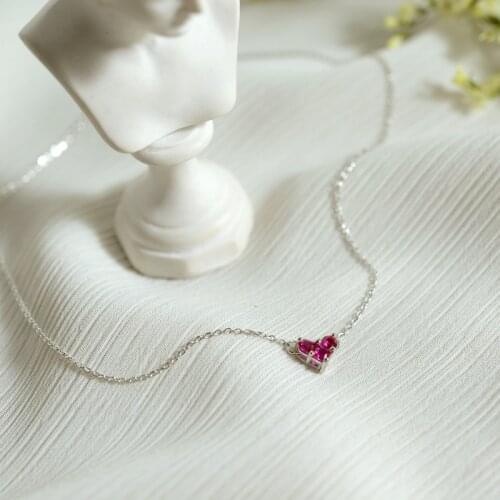 DreamySky Hot Selling Pure Silver Color Red Heart Necklaces For Women Jewelry Collar Colar Free Shipping