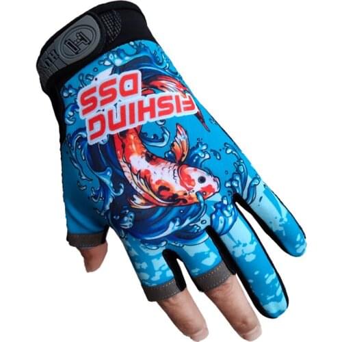 Breathable 3 Finger Cut Fishing Glove Anti-slip Elastic Comfortable Finger Protector Easy to Hang Bait For Leisure Fishing Glove