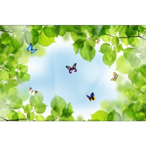 Photo Wallpaper Living Room Bedroom KTV Ceiling Murals Wallpaper Blue sky white clouds greenery vine ceiling mural