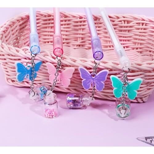 Ellen Brook 1 PCS Butterfly Pendant Toy Gel Pen School Officel Supplies Stationery Cute Kawaii Creative Lovely Sweet