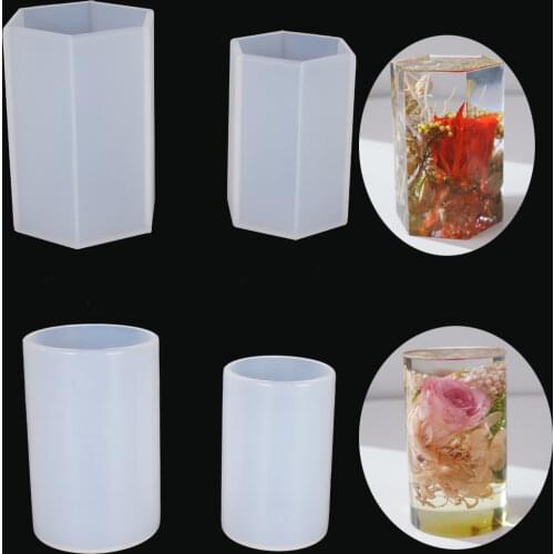 Hexagonal Cylindrical vase shape Silicone Mold Jewelry Making tool DIY UV epoxy resin molds crafts