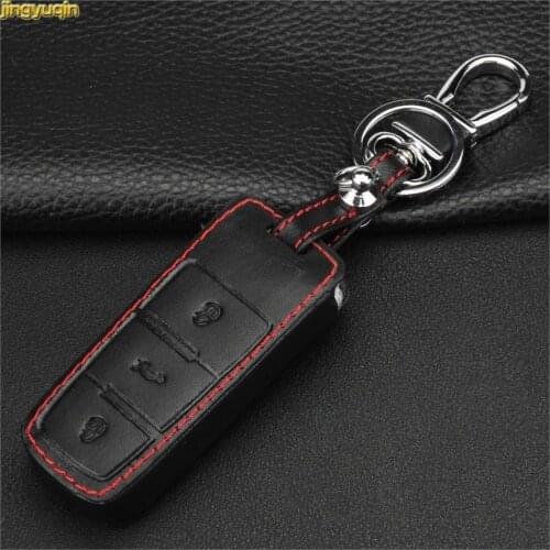 Jingyuqin 3 BTN Leather Car Key Case for Volkswagen VW CC Passat B6 B7 Passat 3C CC Maogotan R36 B5 B7L Auto Accessories Styling