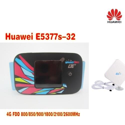 L Original Unlock LTE FDD 150Mbps HUAWEI E5377s-32 Portable 4G WiFi Router+4G TS9 35DBi antenna
