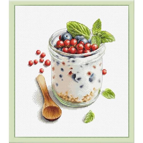 Restaurant Hand-embroidered Decorative Painting Cross Stitch Kit S289 Delicious Breakfast Blueberry Berry Precision Printing
