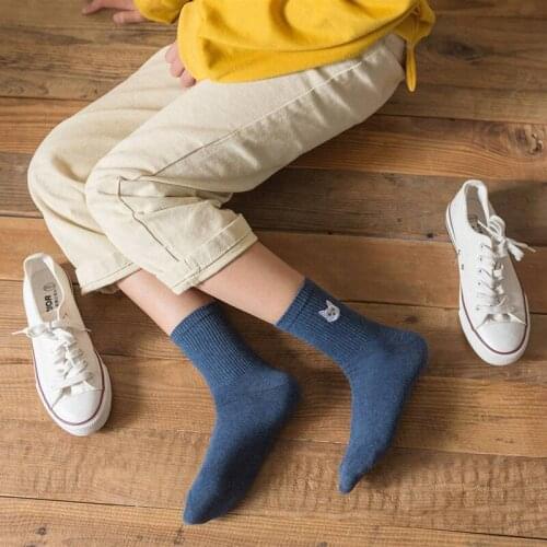 Cartoon Animal Big Head Embroidery Cotton Women Socks High Quality Soft Crew Socks Autumn Winter Fashion Kitty Cat Socks