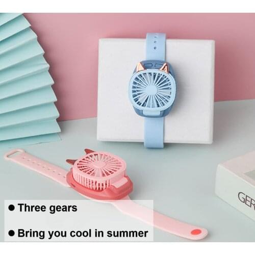 Upgrade Version Usb Rechargeable Fan With Comfortable Wrist Strap Portable Mini Fan Watch Built In Colorful Led Change Light