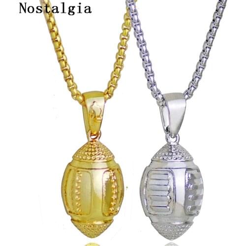 New 3D Rugby Ball Necklaces Pendant Fitness for Men American Football Cloth Accessories Sports Jewelry Stainless Steel Chain 18