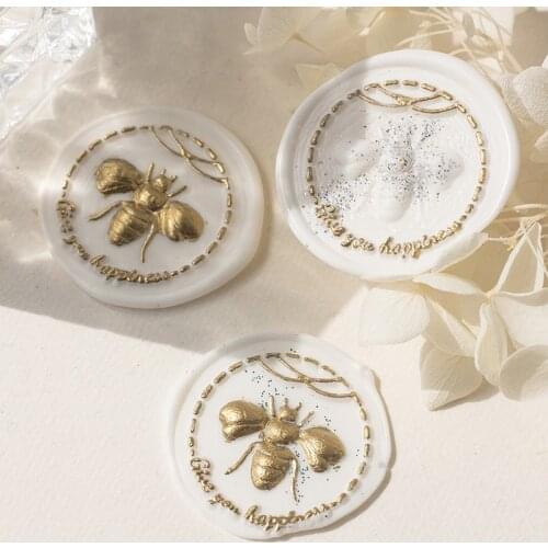 Little Fat Bee Embossed Lacquer Seal Gift Box Set Wax Stamp Ins Hand Account Wedding Envelope Sealing Decoration