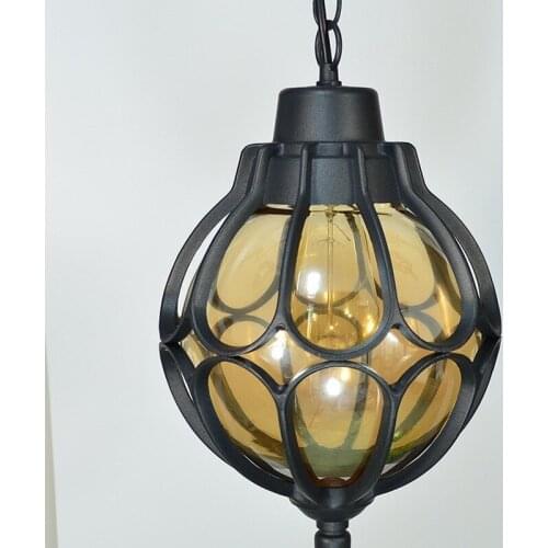 Pendant lamp balconyVintage glass chandeliers ball outdoor E27 bulb garden hanging lamp loft ZM1026grape waterproof aluminum