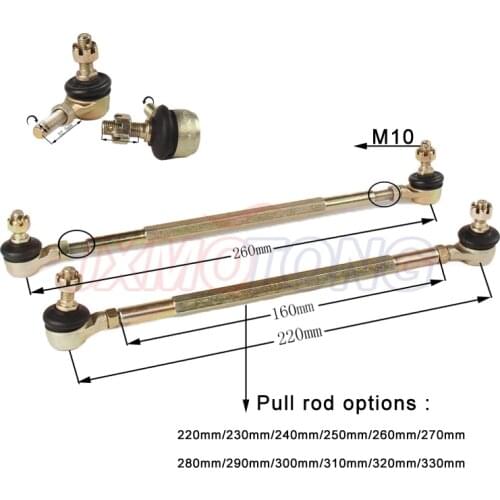 M10 Ball Joiner Bolt Tie Rod 210 220 230 240 250 260 270 280 290 300 310mm 50cc 70cc 110cc Quad Dirt Bike ATV Go Kart Dune Buggy
