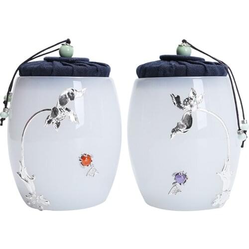 Glass Chinese Tea Caddies Gift Storage Box Handmade Seal Luxury Container Tea Caddies Home Caja De Te Household Products DG50TC