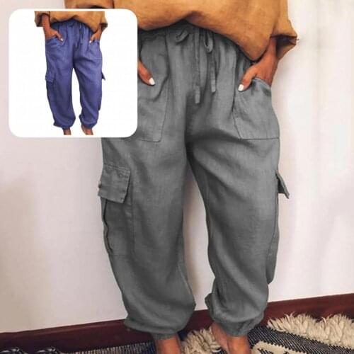 Vintage Trendy Elastic Waist Loose Casual Pants Skin-friendly Women Pants Wide Leg for Outdoor