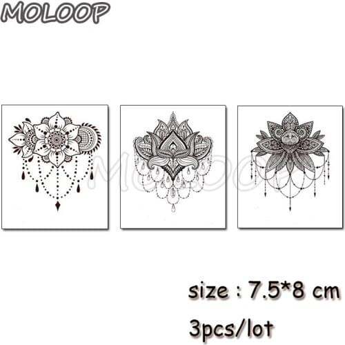 Temporary Tattoo Water Transfer Tatoo Sticker Tattoo Black Lace Pendant Rose Flower Tatto Body Art Sexy Tatoo Girl Arm Tatto