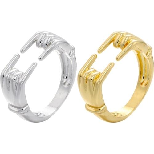 ZHUKOU NEW gold color love hug ring European/American warm hug ring for women/men open rings Fashion jewelry wholesale VJ91