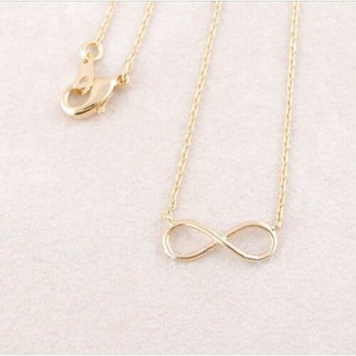 Wholesale 10Pc Fashion Jewelry Infinity Symbol Pendant Necklace Mix Color Lot Charm Chain Women Jewelry Free Shipping