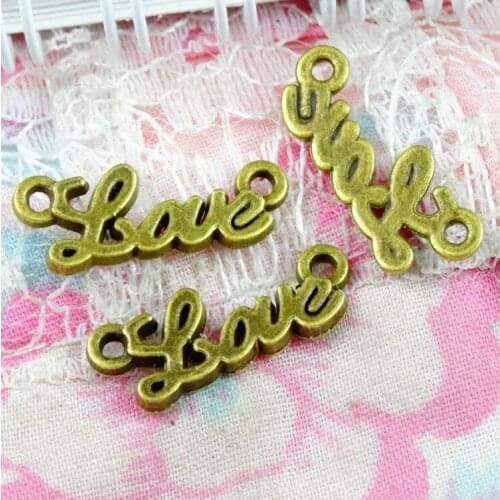 20.5*8MM 100pcs Antique Bronze Plated Love connection Handmade Charms Pendant:DIY for bracelet necklace
