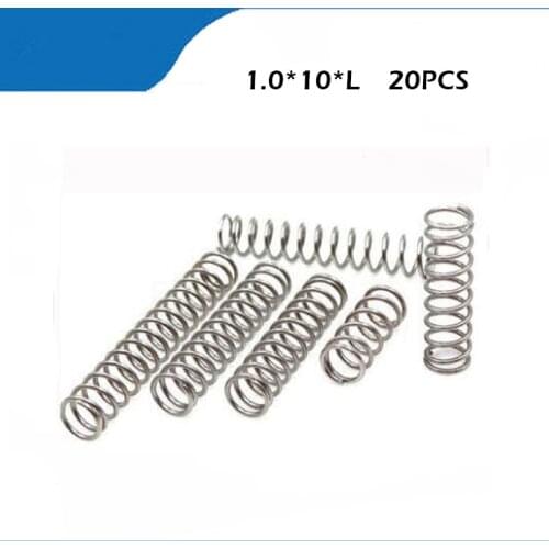 20pcs wire 1.0mm Stainless Steel Small spot compression spring outer diameter 10mm. length 10/15/20/25/30/35/40/45/50