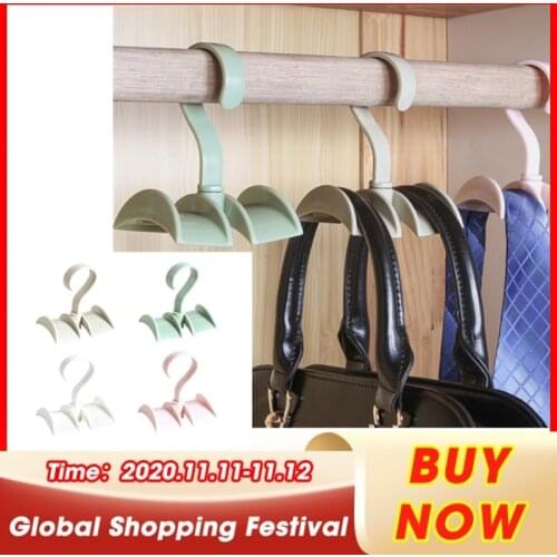 360-degree Rotation Closet Organizer Holder Multifunctional Hook Bag Clothing Hangers Rod Handbag Storage Purse Hanging Rack NEW