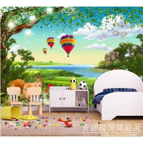 Custom photo 3d wallpaper Non-woven mural Cartoon 3 d landscape forest squirrel children room mural wallpaper kids