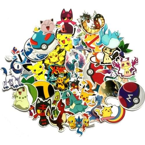 45PCS Pokemon New Anime Sticker Kawaii Pikachu Suitable for Guitar Refrigerator Luggage Children Waterproof Sticker Toy Gift